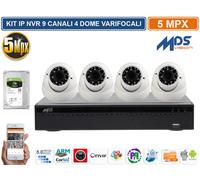 KIT VIDEOSORVEGLIANZA IP NVR 9 CH 4 DOME VARIFOCALI 5.0 MP P2P CLOUD HD 1000GB