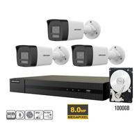 KIT VIDEOSORVEGLIANZA IP POE 4K HIKVISION NVR 8 CANALI POE 3 TELECAMERE BULLET 8