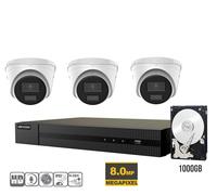 KIT VIDEOSORVEGLIANZA IP POE 4K NVR 8 CANALI POE 3 TELECAMERE DOME TURRET 8 MPX