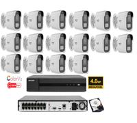 KIT videosorveglianza ip POE Hikvision Nvr 16 canali 4K 16 telecamere Smart Hybr