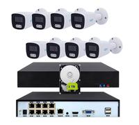 Kit Videosorveglianza NVR POE 8 CH 8 telecamere 4 mpx IP con Audio e HDD 1 TB