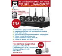 Kit Videosorveglianza WiFi Professionale 2K con 4 Telecamere IP NVR 16 Canali