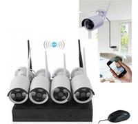 KIT VIDEOSORVEGLIANZA WIRELESS DVR NVR 4 CANALI 4 TELECAMERA WIRELESS 3.6mm