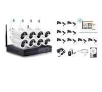 KIT VIDEOSORVEGLIANZA 8 CANALI WIRELESS FULL HD IP 8 TELECAMERE 2MPX WIFI DA REM