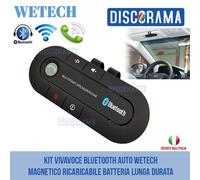 KIT VIVAVOCE BLUETOOTH AUTO WETECH MAGNETICO RICARICABILE BATTERIA LUNGA DURATA