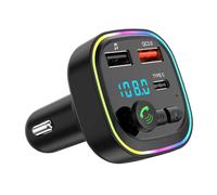 Kit vivavoce for auto Bluetooth 5.0 FM for auto con luce ambientale for caricabatterie rapido doppio USB PD Type-C