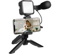 KIT VLOGGER PROFESSIONALE 4IN1 UNIVERSALE X SMARTPHONE CON MICROFONO E LUCE LED