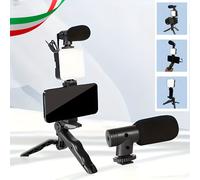 Kit Vlogger Professionale Universale Con Microfono E Luce LED Treppiede Telefono