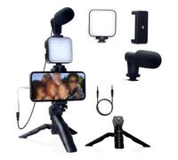 Kit Vlogging All Inclusive Supporto Treppiede Mini Microfono Luce di Riempimento