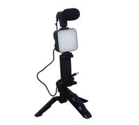 Kit Vlogging - Kit creatore video per smartphone portatile con microfono | Supporto treppiede regolabile e configurazione luce a LED per registrare vlog, sessione di streaming, contenuto in l
