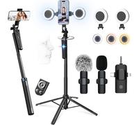 Kit vlogging per iPhone/Android, 63 "Auto Face Tracking Treppiede per iPhone con Luce, Microfoni Wireless, Scrolling Remote Control per TikTok, Content Creator Kit per YouTube Starter Live Streaming