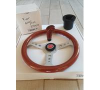 KIT VOLANTE FIAT 500 EPOCA mod MILLEMIGLIA 35+ STEMMA CON POMELLO in LEGNO