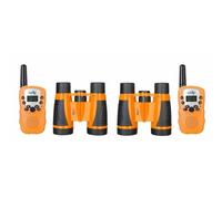 Levenhuk LabZZ WTT10: Set da Esplorazione per Ragazzi con 2 Walkie-Talkie e 2 Binocoli, Perfetto per Giochi e Attività all’Aperto, Arancione