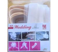 Kit wedding 4 fiocchi + 2 fiocchi tulle + 1 nastro avorio decorazione matrimonio