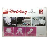 Kit wedding 4 fiocchi + 2 fiocchi tulle + 1 nastro bianco decorazione matrimonio