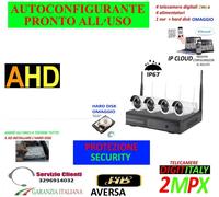 KIT WIRELESS VIDEOSORVEGLIANZA AHD 2MP DVR FULL HD 4 TELECAMERE+HARD DISK 500GB