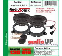 KIT WOOFER 130 mm + TWEETER NEO 13 mm 120W + SUPPORTI RENAULT WIND 2010 AL 2013