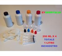 KIT X4 FLACONI 250 ML COLORI RICARICA PER HP CARTUCCE 933-932 OfficeJet 6100