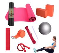 Kit yoga per allenamento a casa, tappetino da yoga con borsa per il trasporto, fascia di resistenza portatile, attrezzatura per esercizi per casa, palestra, pilates, stretching