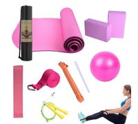 Kit yoga - Tappetino per esercizi con blocchi da yoga, kit per pilates da donna, portatile, in lattice, fascia di resistenza per esercizi e fascia per stretching, per casa, palestra, allenamento