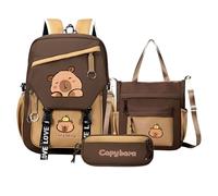 Kit Zaino Capibara | Grande Zaino a Spalla Capibara,Carattere Cartone Animato Impermeabile Borsa Libri per Viaggio Quotidiano Bambini Ragazzi Studenti Regalo Compleanno Natale