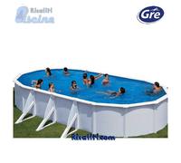 PISCINA OVALE FUORI TERRA "FIDJI" STRUTTURA IN ACCIAIO COLORE BIANCO - 610 x 375 H120 - KIT610ECO
