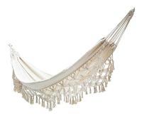 kitabetty Amaca di Pizzo con Nappe di Boemia, 2 Persone Altalena per Letto A Dondolo Amaca Boho Sedia da Rete Pieghevole per Amaca Pieghevole Confortevole macramè Brasiliano, 200 × 150 Cm