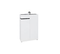 Kitaly Mobiletto Multiuso Scarpiera, Pannello Nobilitato con Melaminico e Laccato Lucido, Made in Italy, Bianco, 2 Ante, 1 Cassetto e 6 Ripiani Basso