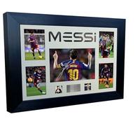 Kitbags & Lockers Cornice portafoto grande, formato A3+, autografata da Lionel Messi, Inter Miami, Barcellona, PSG Argentina, con cornice portafoto e poster di calcio (passepartout color crema