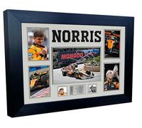 Kitbags & Lockers Poster formato A3+, con cornice portafoto autografata della McLaren 2025 della McLaren di Monaco e Lando Norris Monaco (supporto color crema)