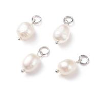 KitBeads 10 ciondoli con perle d'acqua dolce coltivate naturali, ciondoli barocchi bianchi per orecchini, bracciali, collane, gioielli fai da te, Acrilico, Nessuna pietra preziosa