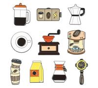 KitBeads 10 spille smaltate per caffè, caffettiera, caffettiera, chicco di caffè, tazza di chicco di caffè, spilla per zaino, vestiti, cappelli, cappotti, accessori artigianali