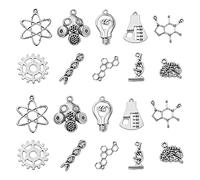 KitBeads 100 ciondoli tibetani Sience Stili misti DNA Cervello Lampadina Microscopio Charms Tema laboratorio Biologico Chimica Charms per la creazione di gioielli sfusi
