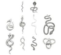 KitBeads 100Pcs 10 Stile tibetano Serpente Charms Argento Antico Selvaggio Animale Cobra Ciondolo Charm per Gioielli Fare Bracciali Collana Bulk