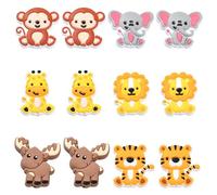 KitBeads 12 perline in silicone colorate a forma di animale, tigre, scimmia, elefante, graziose perline a forma di animale selvatico, per artigianato, penne, creazione di gioielli