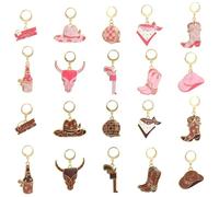 KitBeads 20 ciondoli smaltati in 2 colori a forma di cappello da cowboy, rosa, marrone, con chiusura a spillo, marcatori per tessitura, cucito, trapuntatura, creazione di gioielli, Acrilico, Nessuna