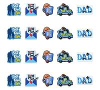 KitBeads 20 perline in silicone con scritta "Dad", 5 stili, a tema festa del papà, per auto, veicoli, buste blu, perline da caffè, per portachiavi, gioielli, penne sfuse