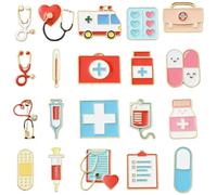 KitBeads 20 spille smaltate per infermiere mediche, stetoscopio, pillola, ambulanza, per vestiti, borse, cappelli, accessori artigianali