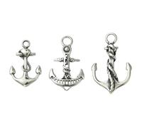 KitBeads 3 ciondoli a forma di ancora in acciaio inox, antichi tibetani e nautici, per artigianato, collane, orecchini, bracciali, creazione di gioielli