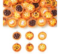 KitBeads 30 ciondoli in resina a forma di crostata di uova, 6 stili, con zampa di cane, graziosi ciondoli a forma di cibo, per la creazione di gioielli, portachiavi, braccialetti e artigianato
