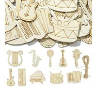 KitBeads 30 sagome in legno per strumenti musicali, 10 stili, incompiute, violino, pianoforte, ornamenti musicali per pittura, artigianato, creazione di gioielli