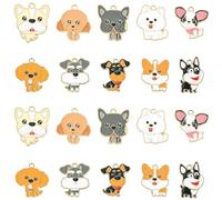 KitBeads 40 ciondoli smaltati a forma di cane, 10 stili, ciondoli a forma di animale in stile cartone animato, per la creazione di gioielli, orecchini, bracciali e artigianato