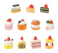 KitBeads 44Pcs 11 Stili Miniature Cake Figurine Carino Dessert Piccolo Cibo Resina Figurine per Casa delle Bambole Micro Paesaggio Accessori Per La Casa