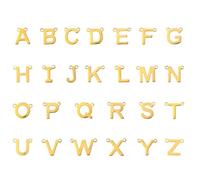 KitBeads 52 ciondoli a doppio foro, in acciaio inox, con lettere dell'alfabeto dalla A alla Z, 26 stili, per la creazione di gioielli, portachiavi, bracciali, orecchini, Acrilico, Nessuna pietra