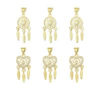 KitBeads 6 ciondoli a forma di acchiappasogni in ottone, placcati in oro, con zirconia cubica, per la creazione di gioielli, collane, orecchini, bracciali e artigianato