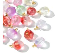 KitBeads Random Lamprowk Peach Charms 3D Glass Glitter Trasparente Peach Charms for Jewellery Making Bracelets Necklace Earrings, vetro, nessuna gemma