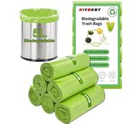 KITBEST 5L Sacchetti per la spazzatura biodegradabili, 120 Pezzi, sacchetti per rifiuti alimentari compostabili, resistenti, per riciclaggio, per cucina, ufficio, camera da letto, verde, 40X45cm