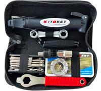 KITBEST Kit di riparazione per bici, kit di attrezzi per bicicletta con pompa e borsa, kit di riparazione per pneumatici con kit di riparazione per pneumatici 16 in 1, accessori per mountain bike