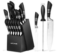 Kitcanis Set di Coltelli da Cucina 17 Pezzi, Set Coltelli in Acciaio Inox con Base di Legno, Niente Ruggine, Antigraffio & Anticorrosivo Ceppo Coltelli…
