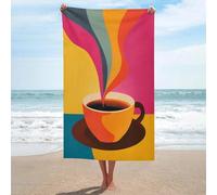 Kitchen Art A Coffee Cup Telo mare in microfibra senza sabbia, grandi asciugamani da doccia multiuso assorbente per bagno piscina 130 x 80 cm